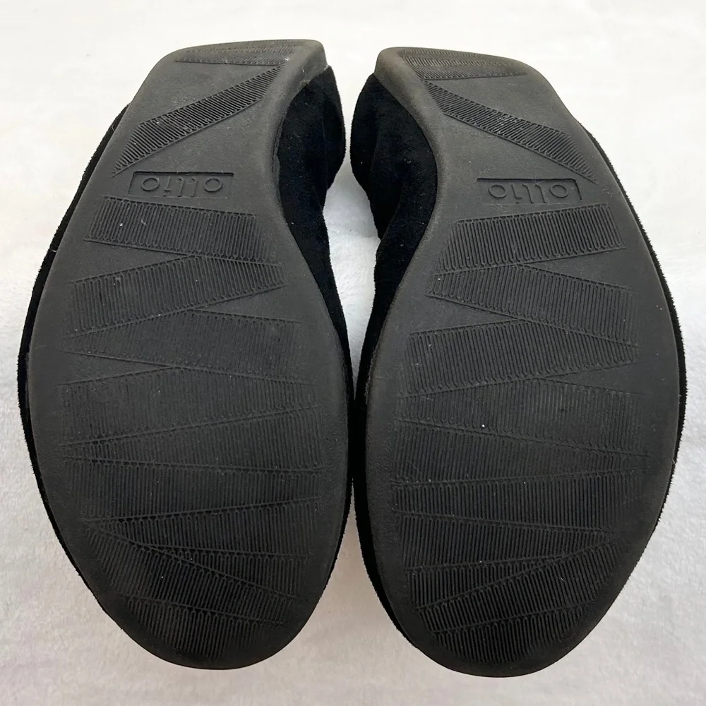Ollio Black Faux Suede Decorative Flower Slip On Comfort Ballet Flat Size 8 - Picture 5 of 7